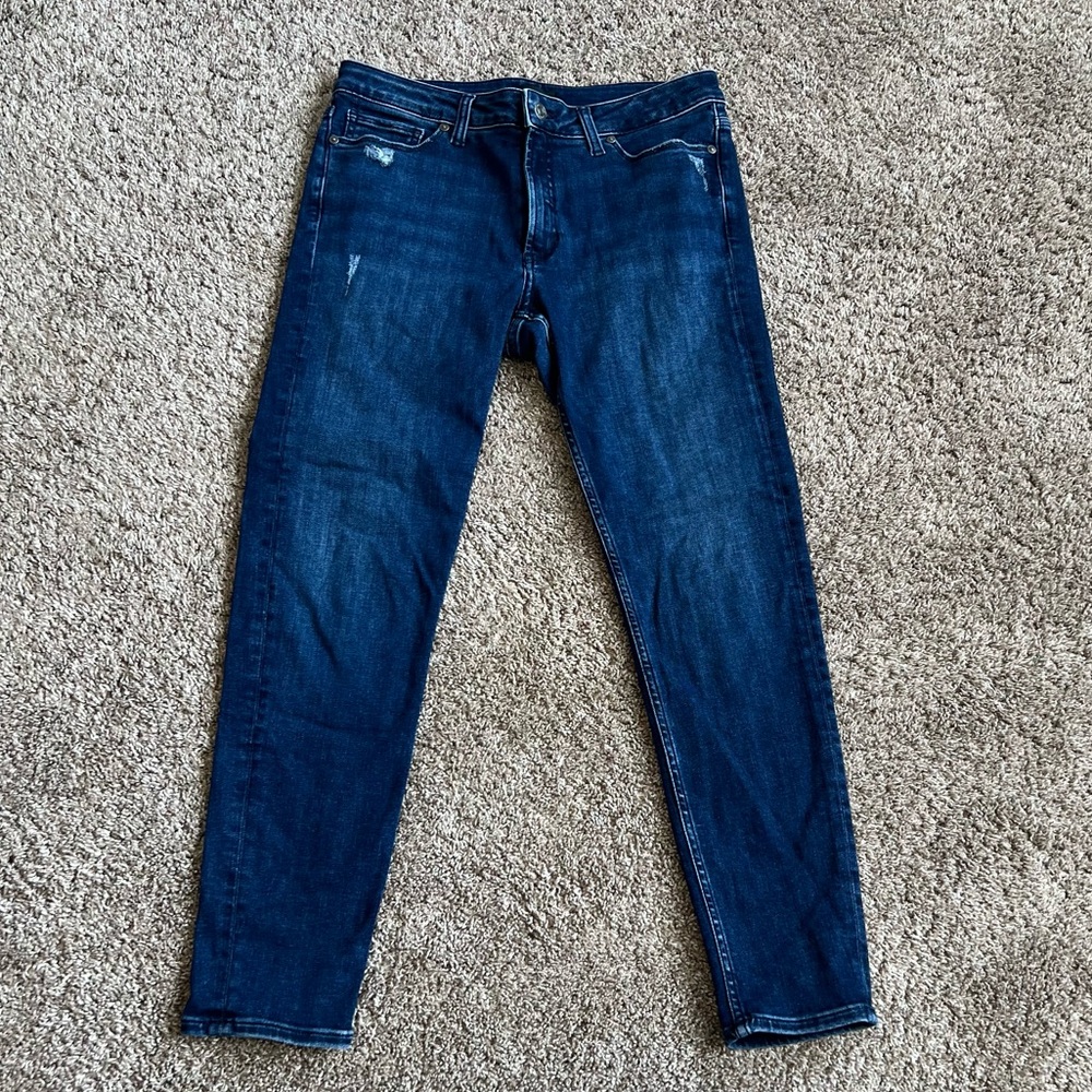 Silver Jeans Dark Wash Most Wanted Skinny Jeans 29 Ankle Light Distressing Blue